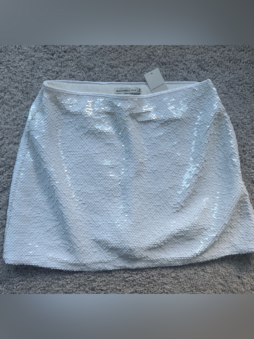 Abercrombie & Fitch White Sequin Mini Skort Skirt NWT M Bridal